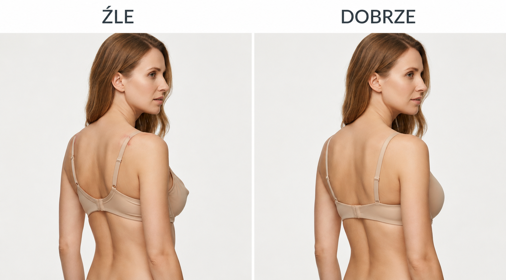 Biustonosz źle i dobrze dopasowany &mdash; porównanie